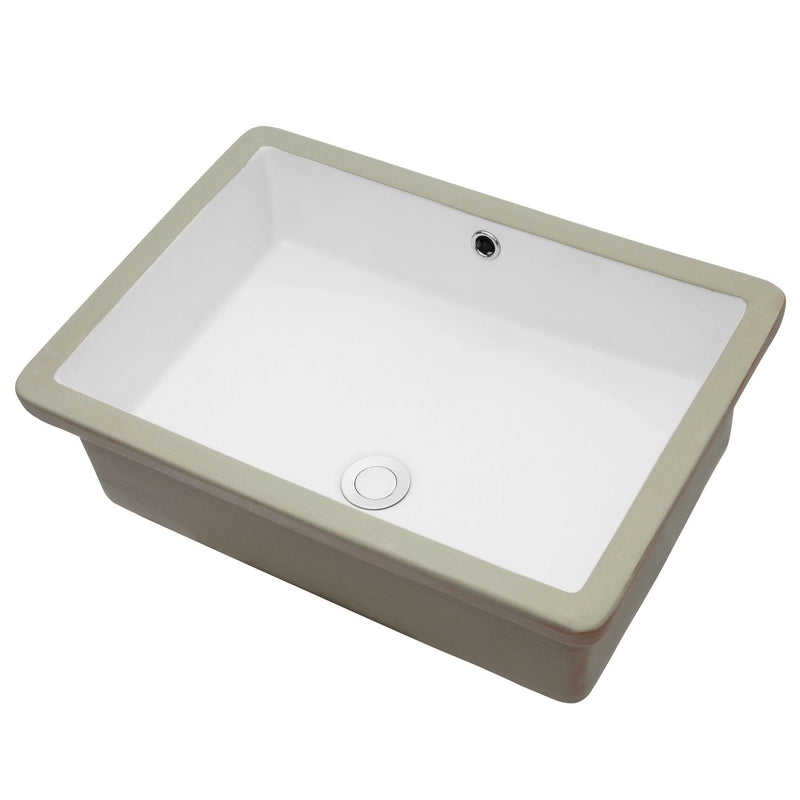Modern Ceramic Rectangular Undermount Bathroom Sink With Overflow