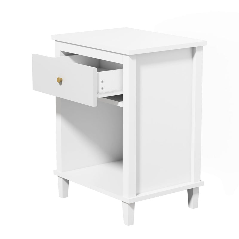 Nightstand & 1 Drawer And 1 Shelf - White