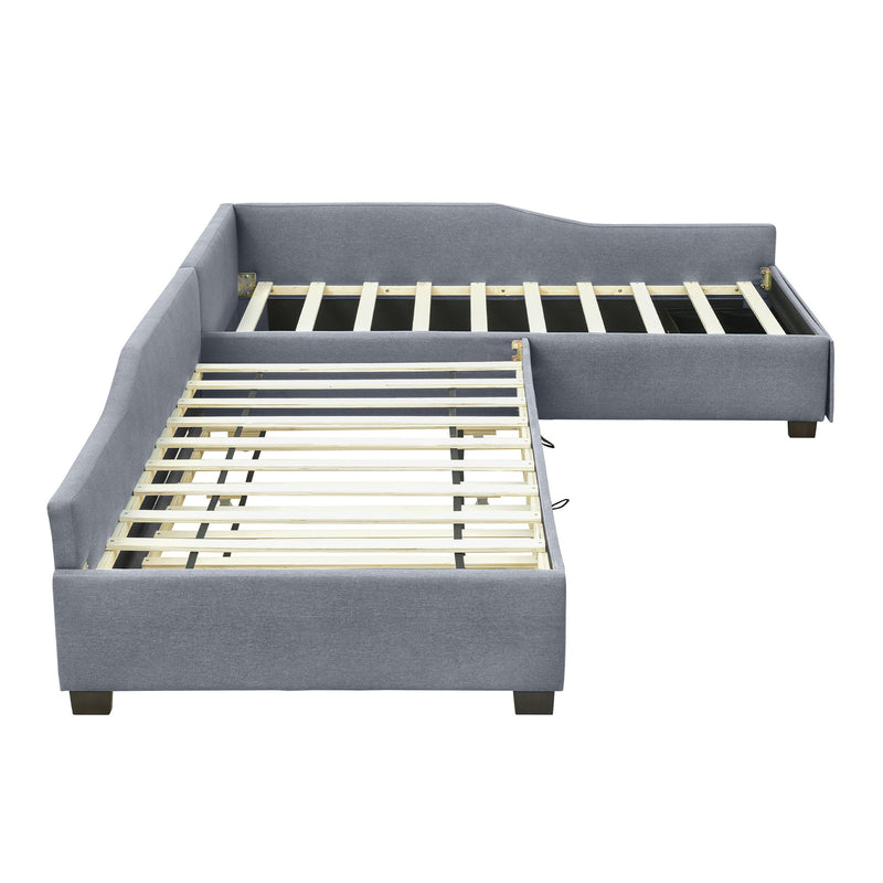 Upholstered Double Daybed With Trundle And Drawer
