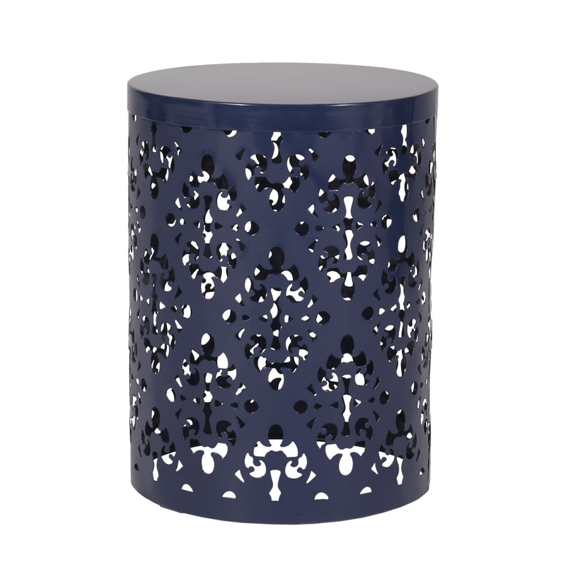 Modern Iron Cut Design End Table (Set of 2) - Navy Blue