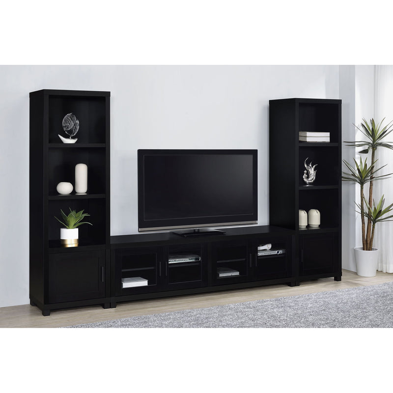 Sandl - 3 Shelf Media Tower With Cabinet Storage Solution - Black