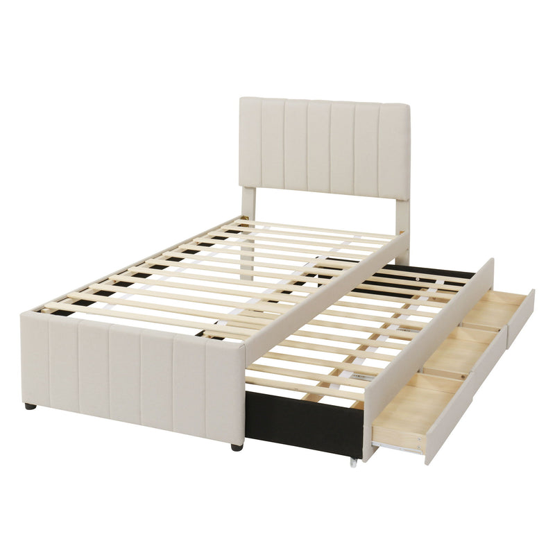 Upholstered Design Platform Bed With Trundle