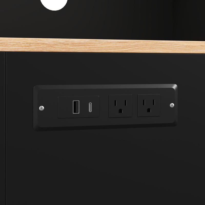 Pantry Cabinet With Hydraulic Flip Top And USB Charging Port