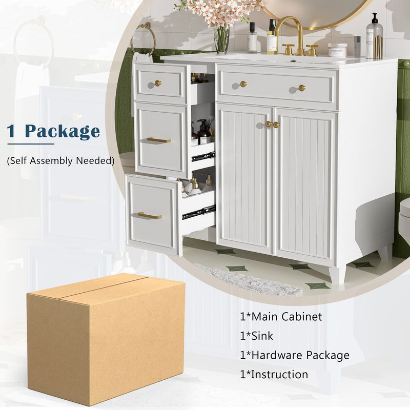 Bathroom Vanity With Sink, Soft Close Doors, Adjustable Shelves