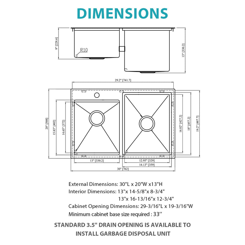 Outdoor Double Bowl Drop In Sink With Workstation - Brushed Nickel
