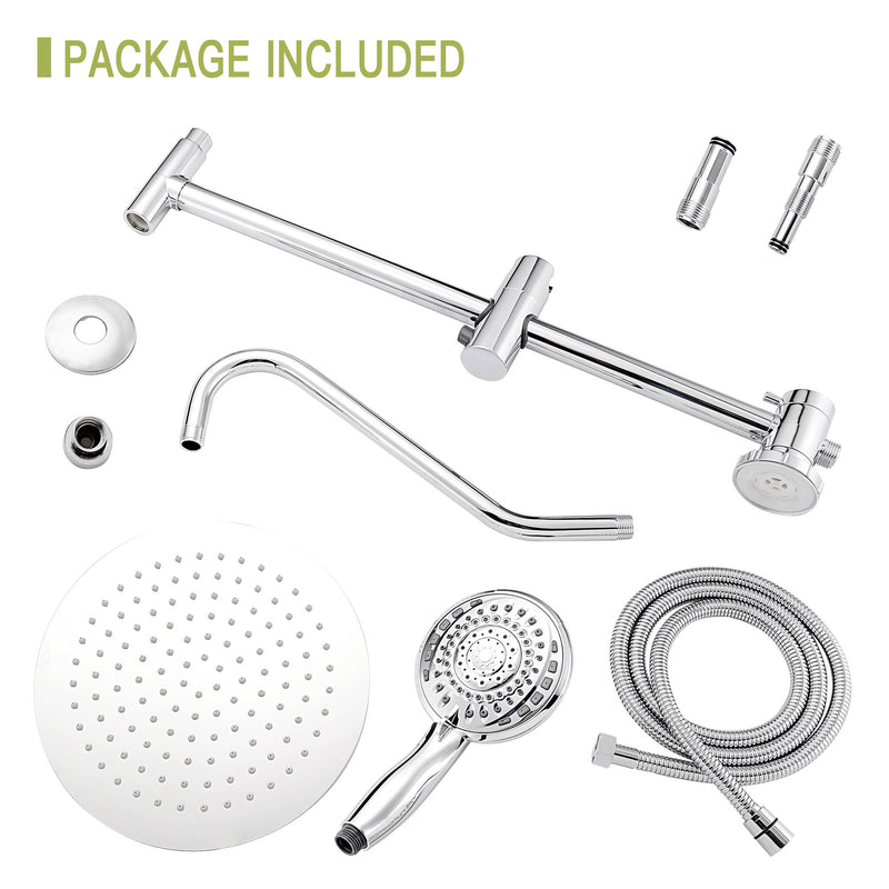 Shower System With 5 Function Rain Hand Shower And Slide Bar Combo