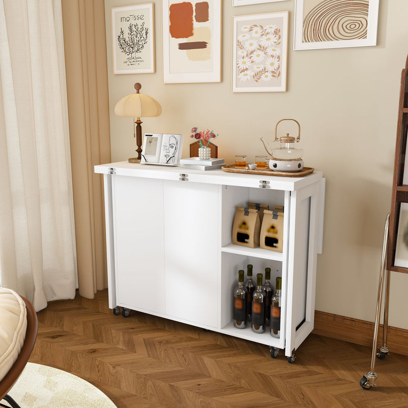 3 In 1 Foldable Side Table With 4 Storage Shelves