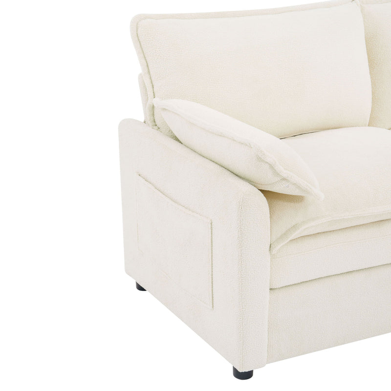 Modern 3 Seater Sofa With Side Storage Pockets For Living Room