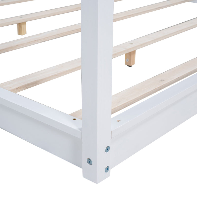 Wood Canopy Platform Bed With Support Legs And Airflow Slats