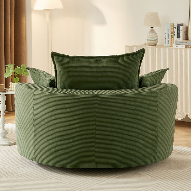 360° Swivel Accent Barrel Chair With Dual Layer Cushion And 3 Removable Pillows