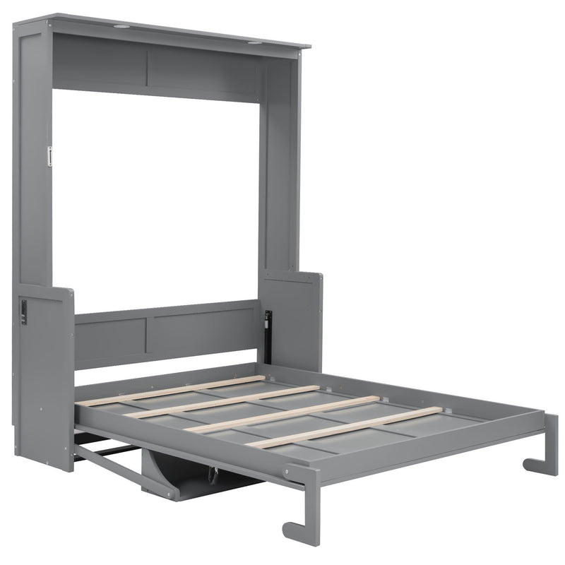 Murphy Bed With Desk, LED Lights & USB Charging Station