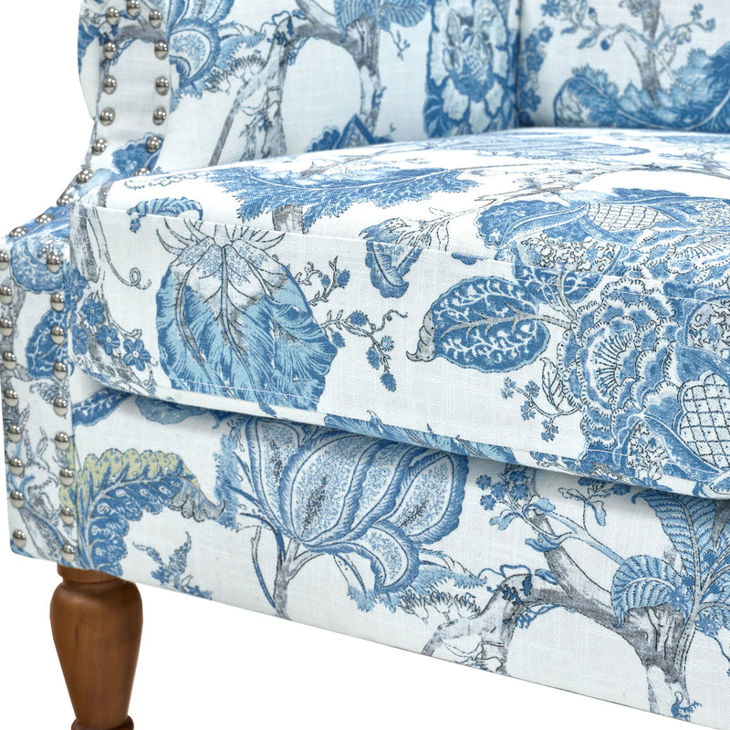 Accent Chair With Floral Upholstery And Nailhead Trim