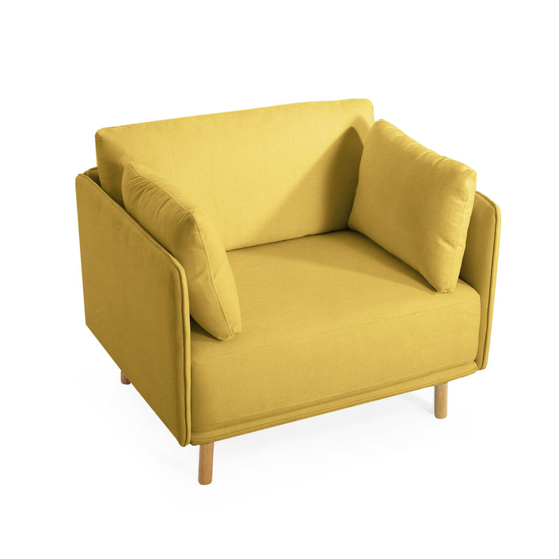 Modern Upholstered Accent Chair With Soft Cushions, Sleek Armrest Design