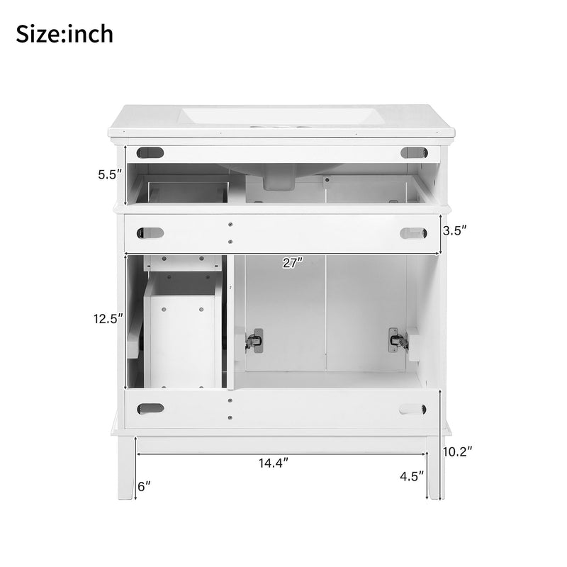 Modern Bathroom Vanity With Ceramic Sink, Soft Close Storage Cabinet