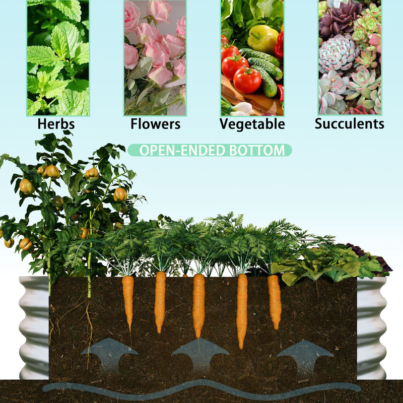 Heavy Duty Galvanized Raised Garden Bed Kit For Vegetables, Flowers & Herbs