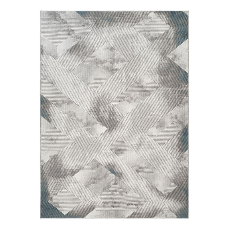 Geometrix - 5'3" X 7'3" Area Rug With Geometric 3D Effect - Ivory / Gray