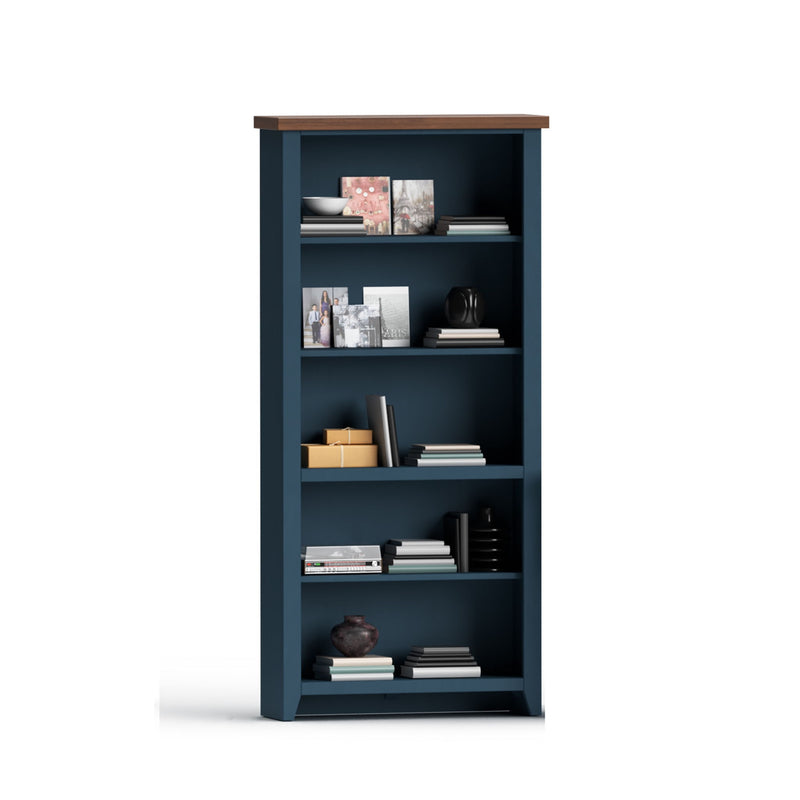 Nantucket - 5 Shelf Bookcase - Blue Denim / Whiskey