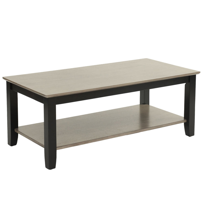3 Piece Table Set With Open Shelf Storage, Includes Coffee, End & Console Table - Black / Black / Gray / Gray
