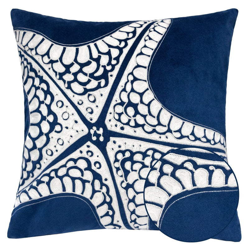 Seastar Starfish Pillow With Hidden Zipper (Set of 2) - Indigo