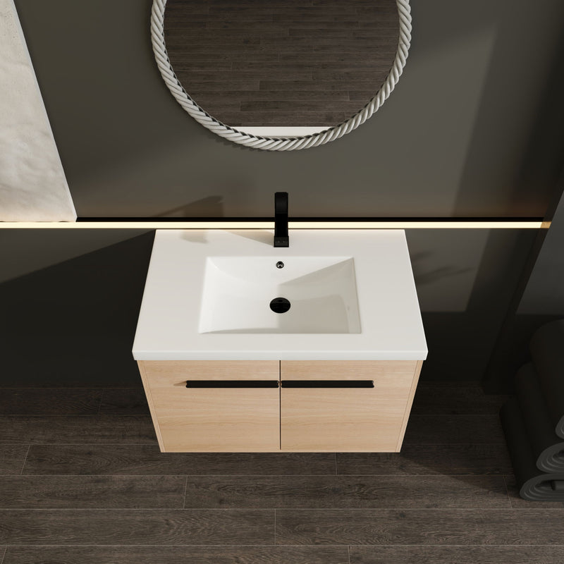 Bathroom Vanity Set With Resin Countertop Sink, 2 Doors