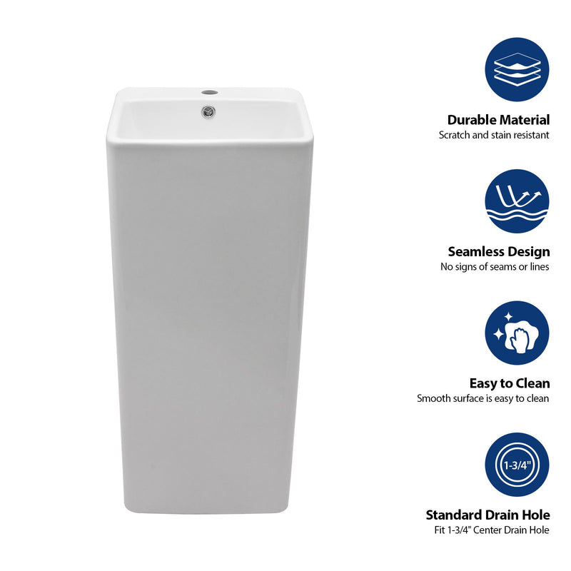 Pedestal Sink 16" For Powder Rooms - White