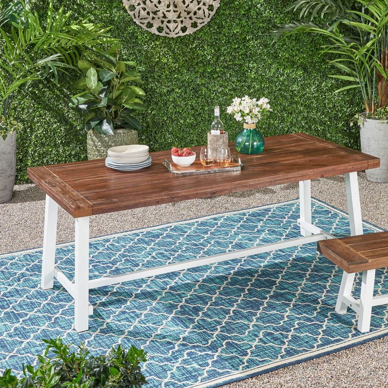 Equilibrium - Outdoor Dining Table With Wooden Frame And Slat Top