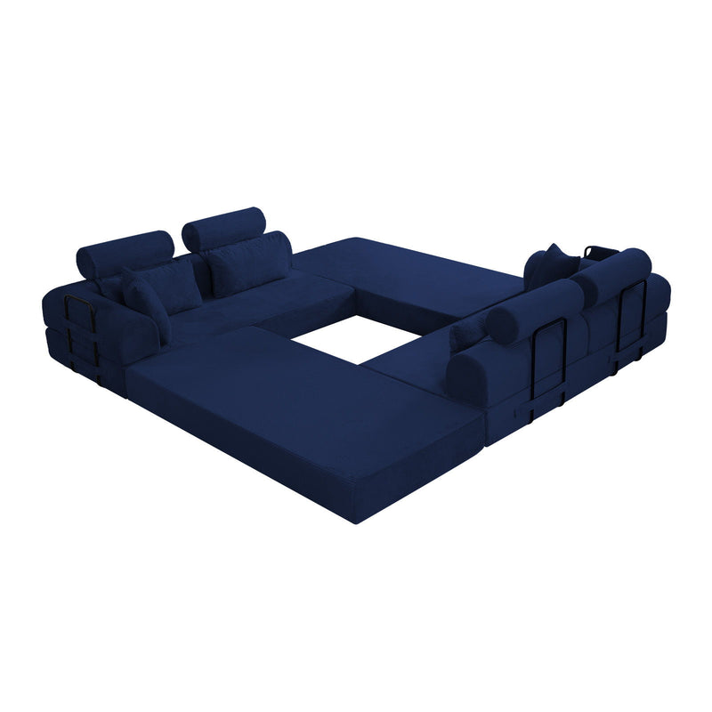 Modern L-Shape Modular Sectional Sofa, Compressed Design