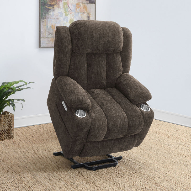 Beca - Upholstered Power Lift Recliner With Cupholders And USB Charging