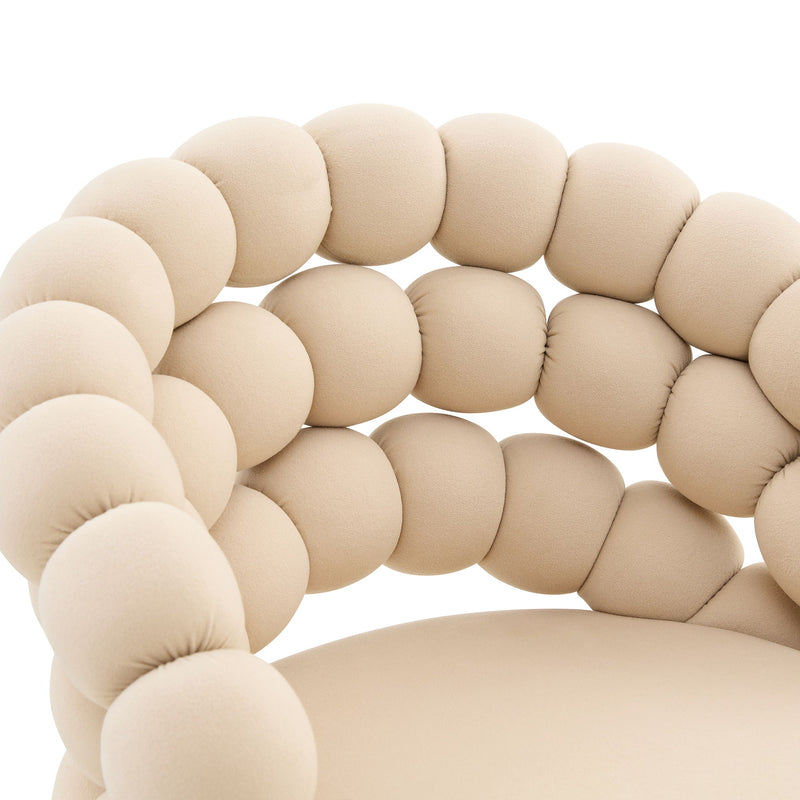 Puffy Bubble Chair, Ball Chain (Set of 2) - Beige / Gold