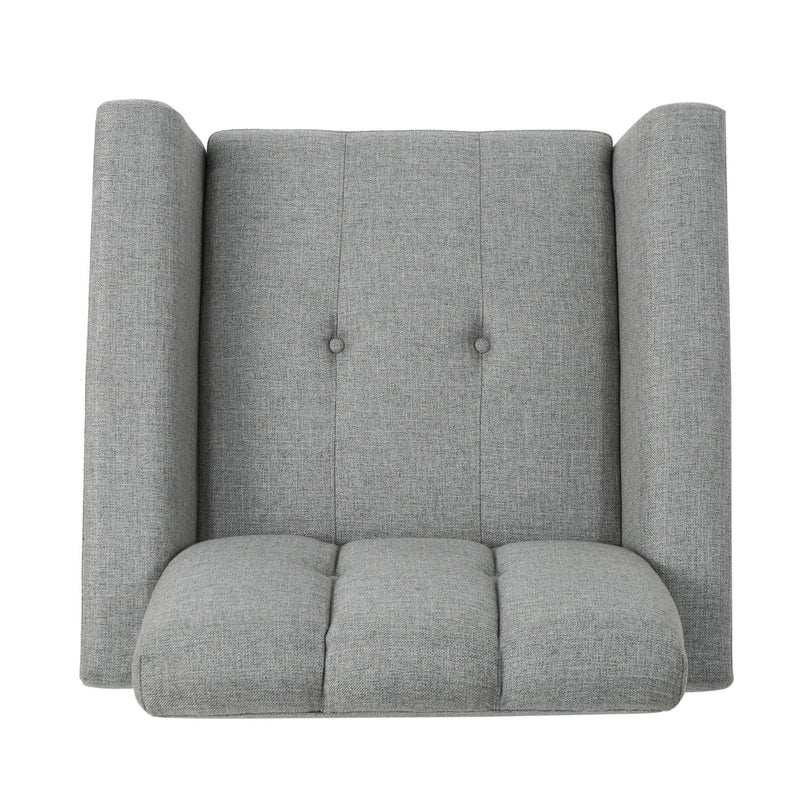 Fabric Channel Stitch Club Chair With Tufted Back - Gray
