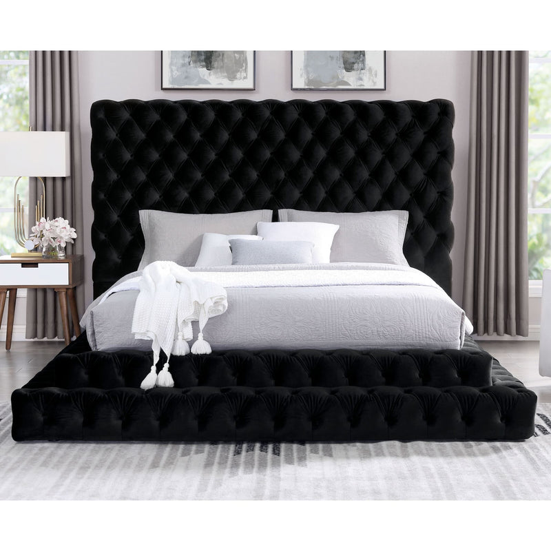 Tufted Oversized Headboard Platform Bed With Fully Upholstered Frame