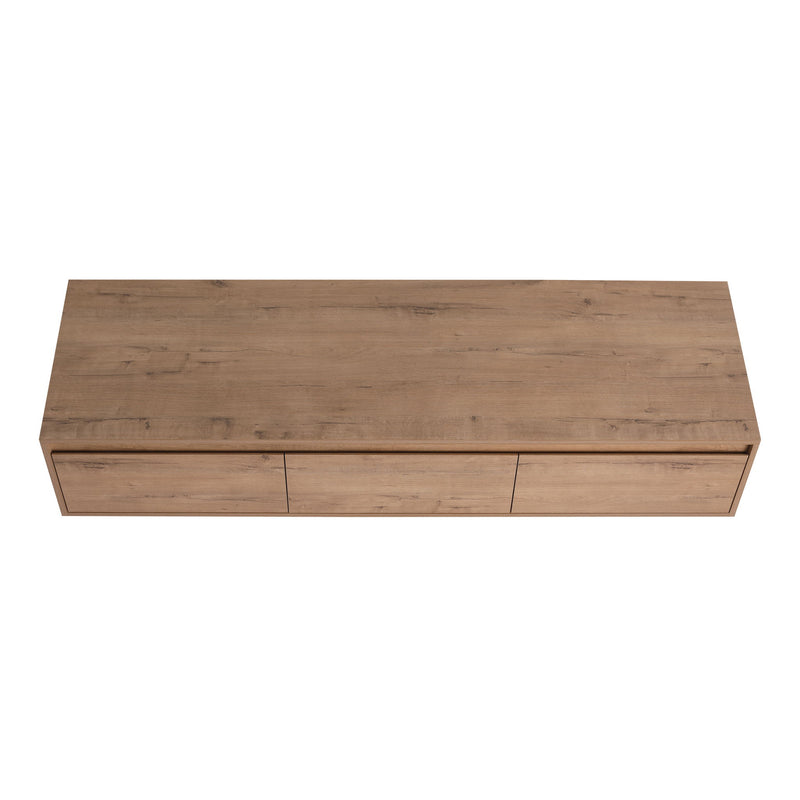 Modern Minimalist 60" Bathroom Cabinet With Soft Close Drawers And Floating Mounting Design - Imitative Oak