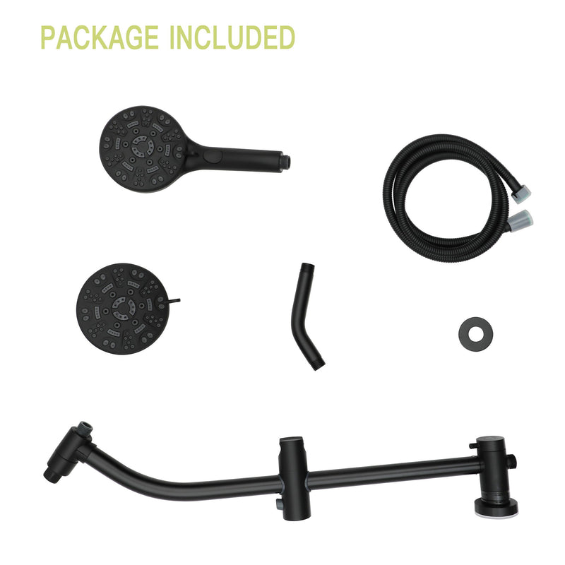 Multi Function Dual Shower Head System With 4.7" Rain Showerhead, 8 Function Hand Shower, Adjustable Slide Bar