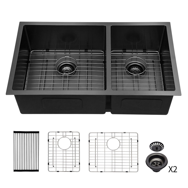 Modern Double Bowl Undermount Kitchen Sink 50 / 50 Design Stainless Steel