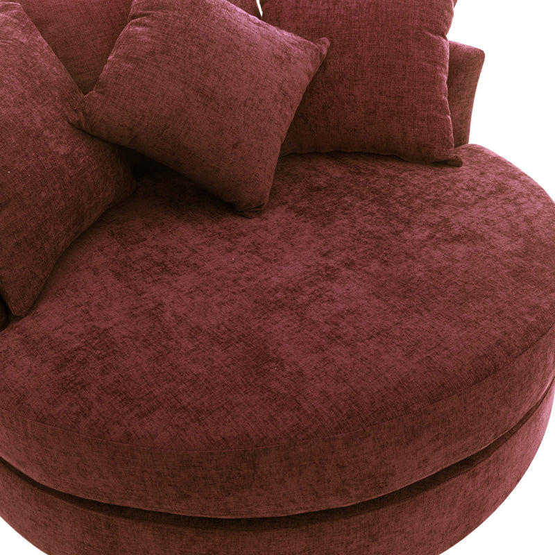 360° Swivel Accent Barrel Chair With Storage Ottoman & 4 Pillows, Modern Leisure Chair Round Accent For Living Room
