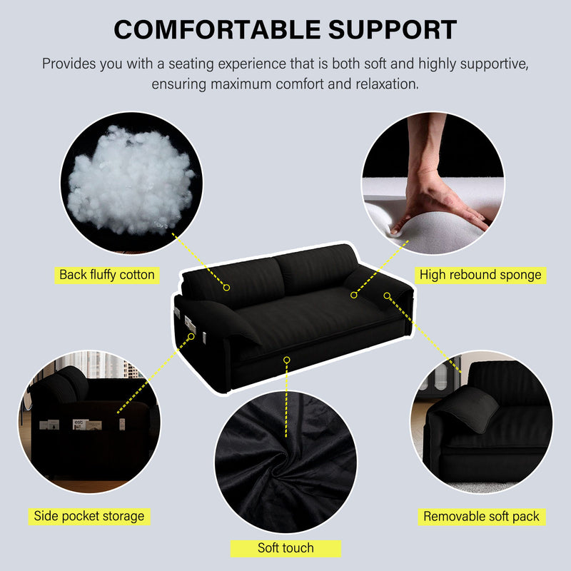 Queen Pull Out Sofa Bed With Side Storage