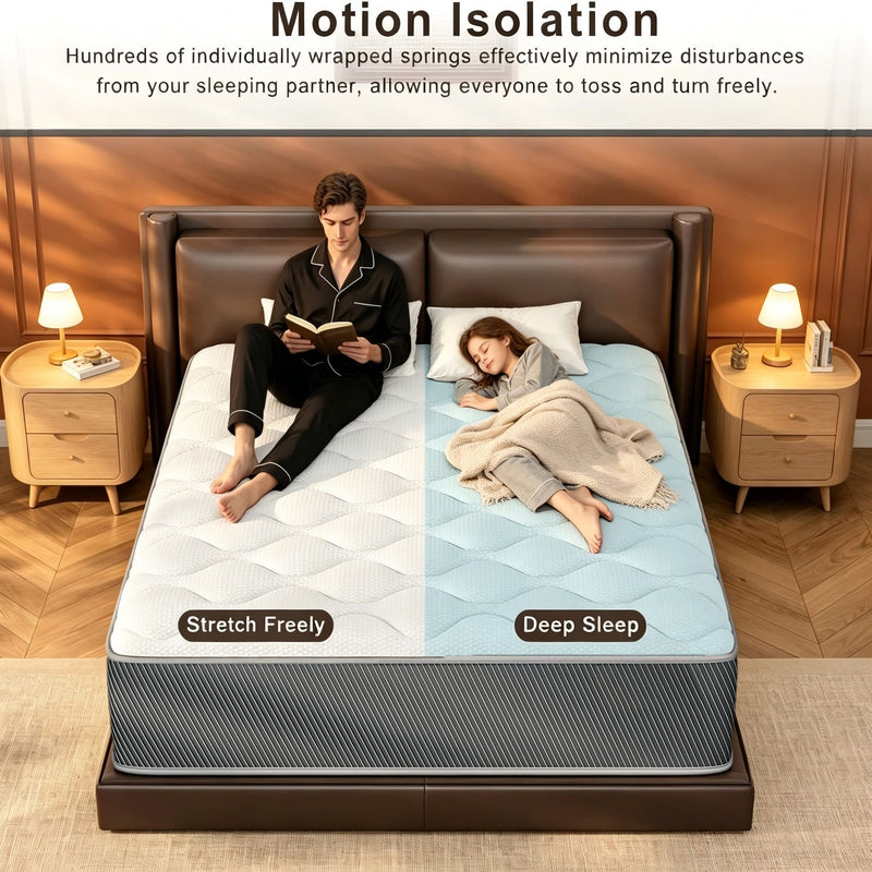 10" Hybrid Mattress With Individual Pocket Coils And Memory Foam