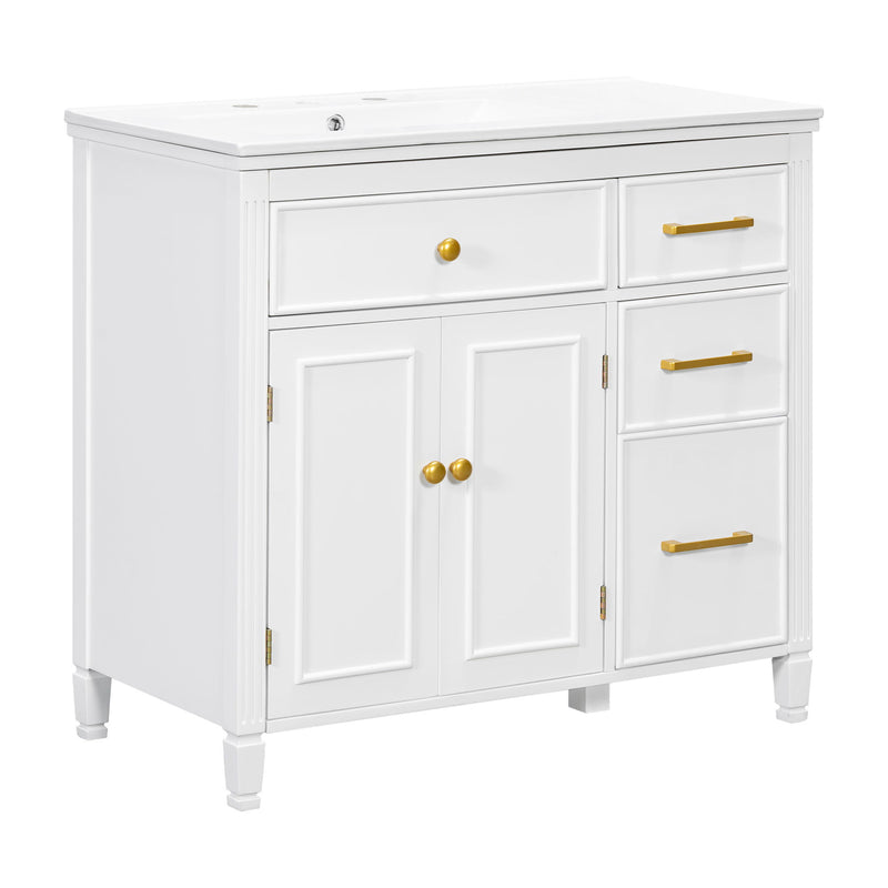 Bathroom Vanity With Sink Top, 3 Soft Closing Drawers