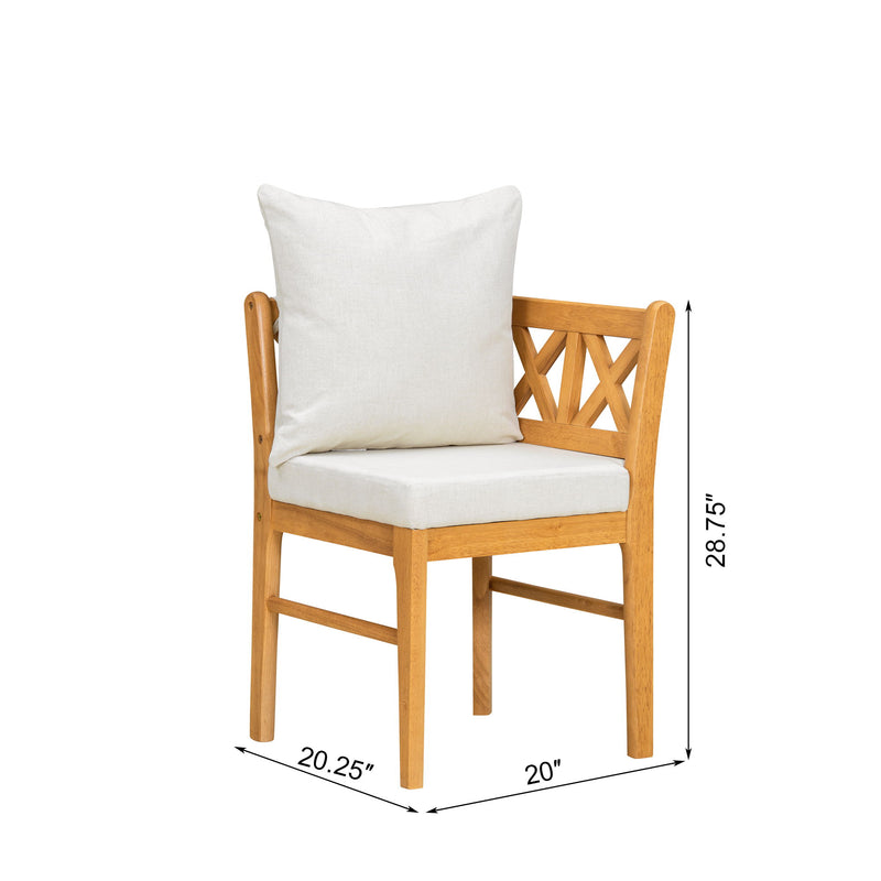 Farmhouse Modern Dining Corner Chairs (Set of 2) With Handwoven Rattan Backrests And Solid Wood Legs - Natural / White