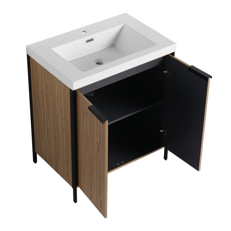 Modern Freestanding Bathroom Vanity With Resin Sink & Soft Close Cabinet Doors