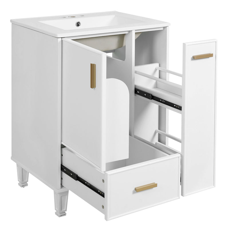 Bathroom Vanity With Sink, Deep Drawer, Door Shelf, 2 Tier Basket