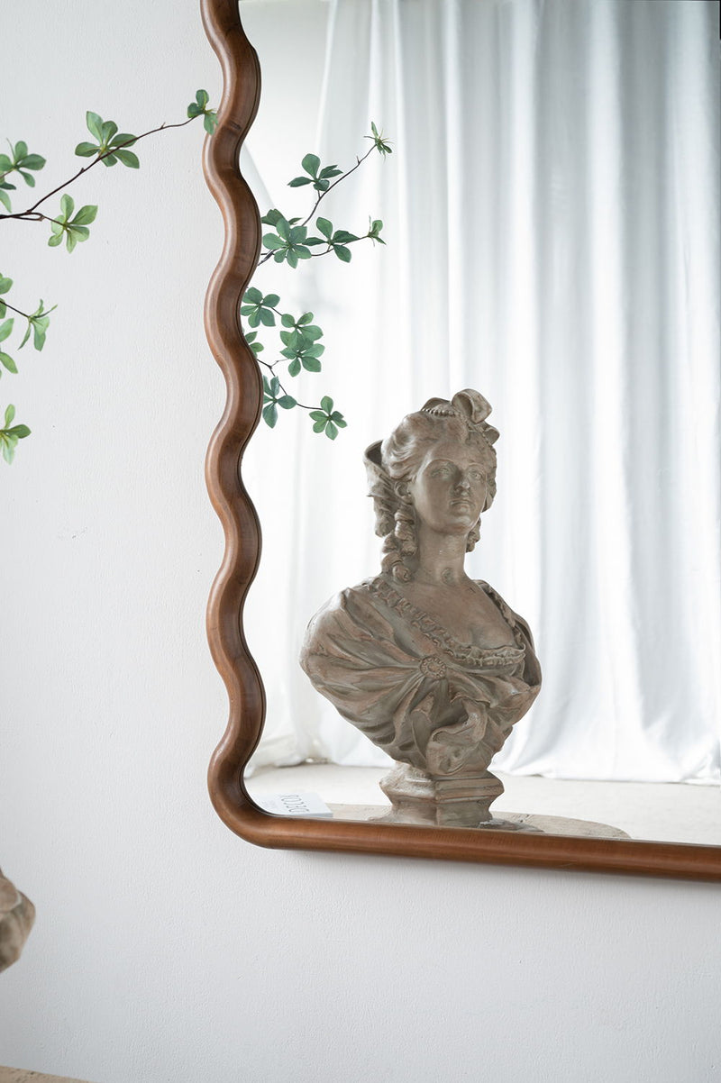 Wood Mirror With Unique Frame - Brown