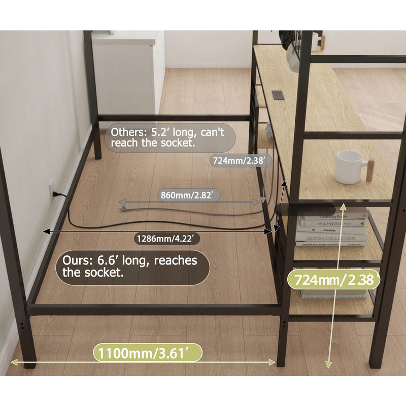 Ethan - Bunk Bed With Desk, Charging Station, Storage Shelves