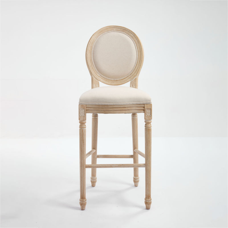 30'' Height Upholstered Bar Chairs With Round Back (Set of 2) - Beige