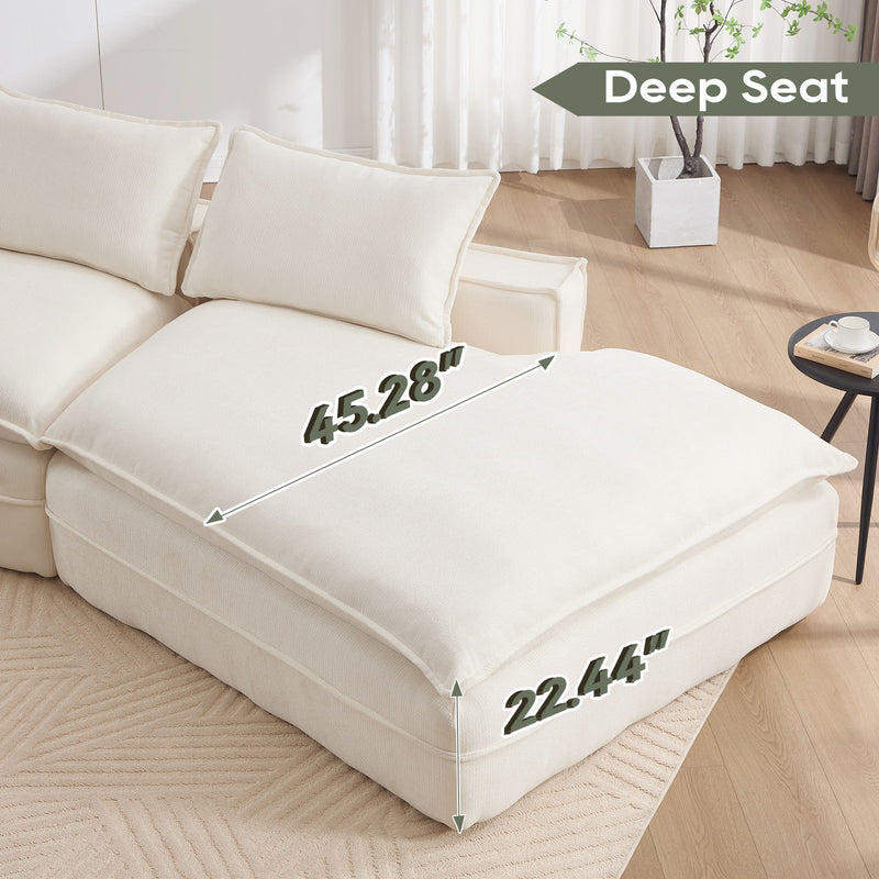 Modern Minimalist Modular Sectional Sofa With Deep Seats And Right Facing Chaise
