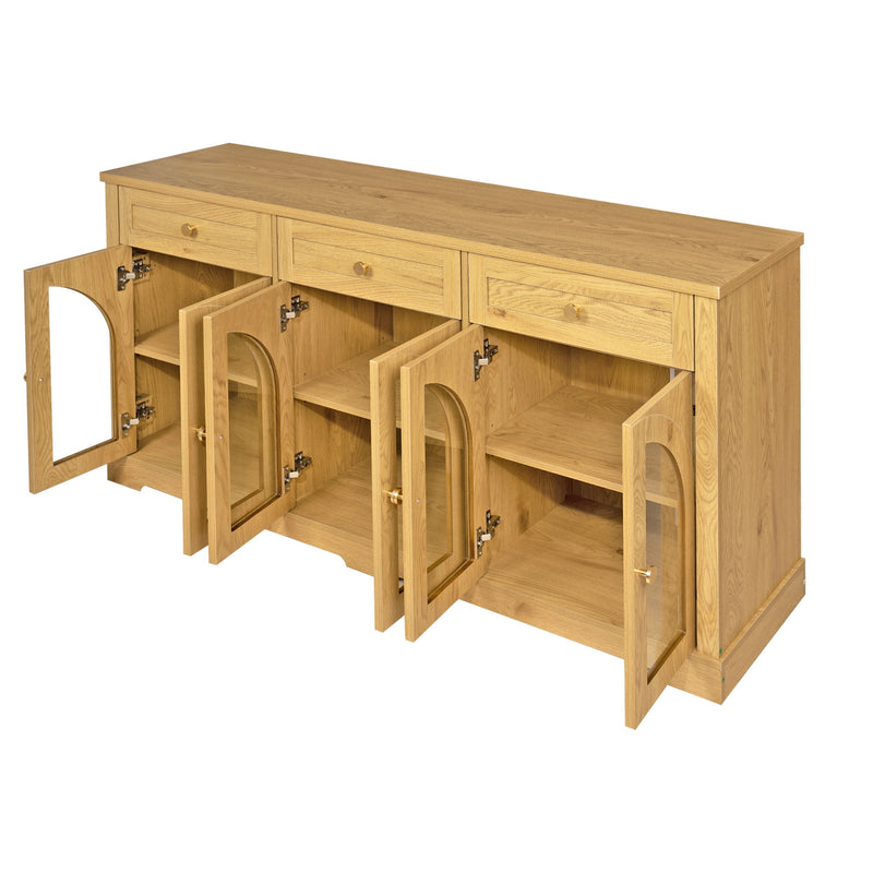 Sideboard Cabinet With 3 Drawers And 6 Arched Glass Doors