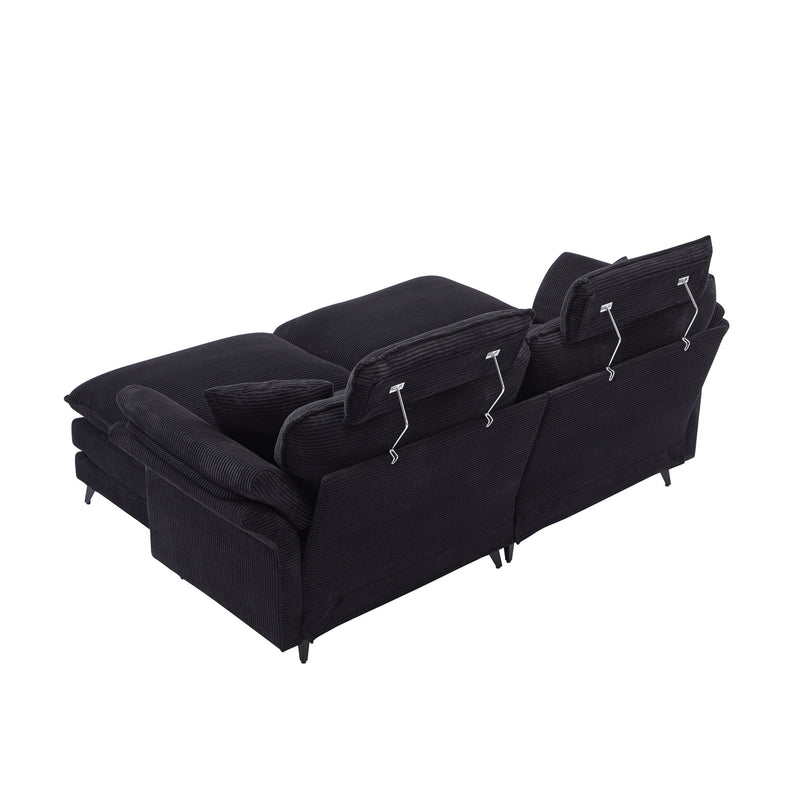 Modern Deep Seat Sectional Sofa With Ottoman