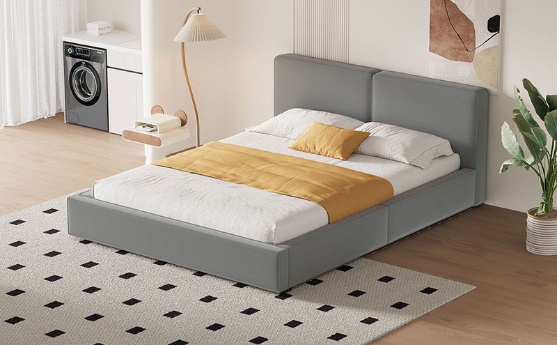 Upholstered Platform Bed, Grounded Bed With Solid Frame