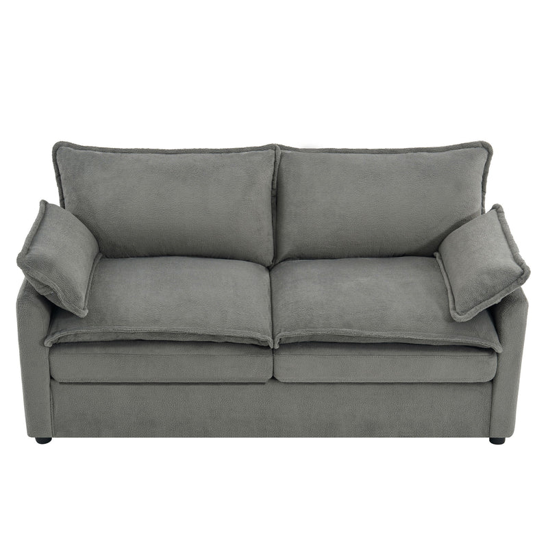 Modern Loveseat Sofa, Upholstered Couch With Side Storage Pockets