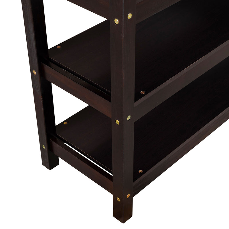 Loft Bed With Storage Shelves And Under Bed Desk